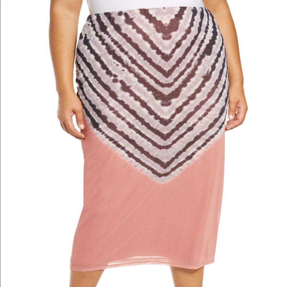 NWT AFRM Peach Felix Power Mesh Midi Skirt - XL